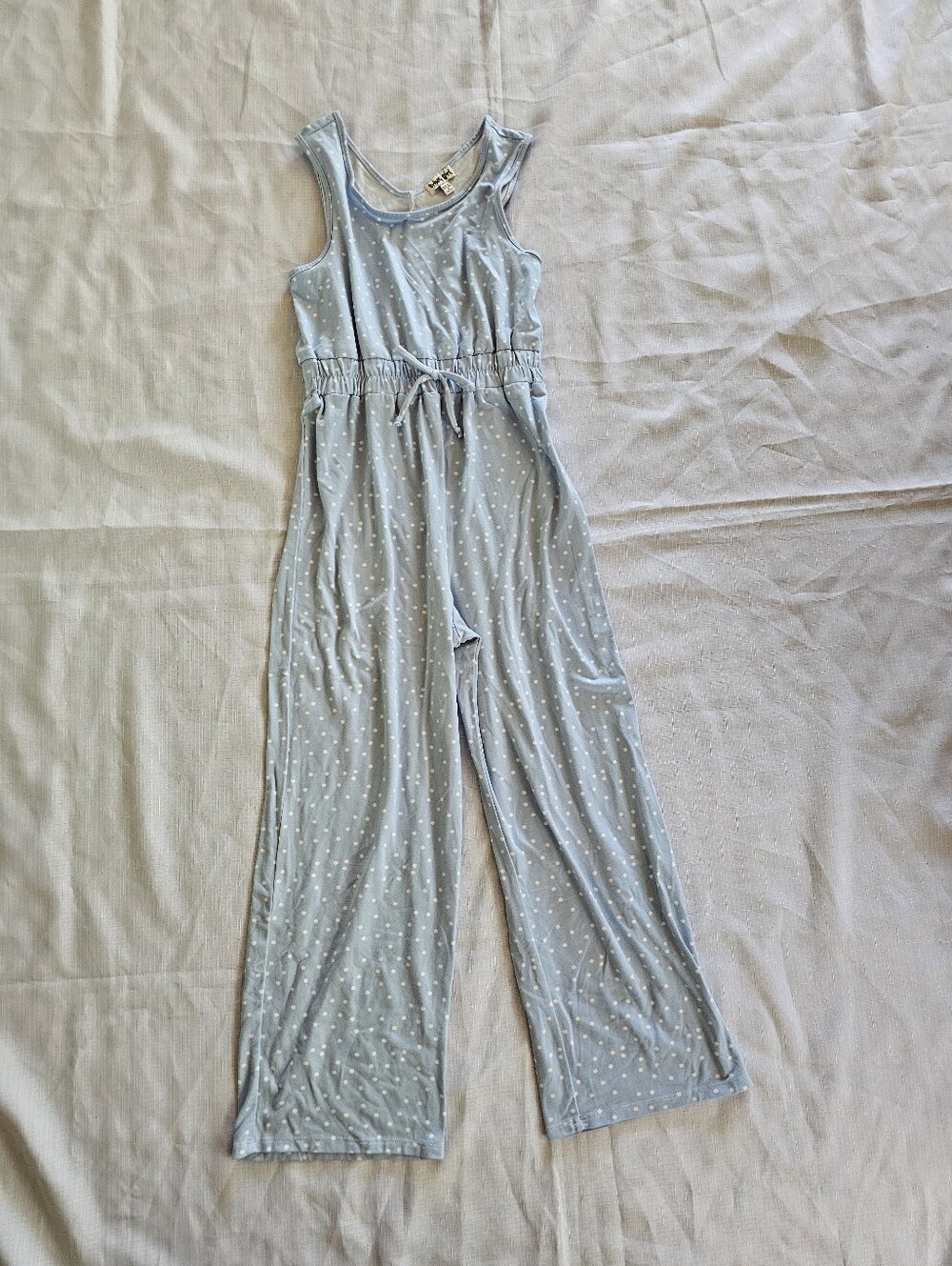 trixxi girl Sleeveless Jumpsuit Blue & White Polka Dot Jumpsuit Size  M 10/12